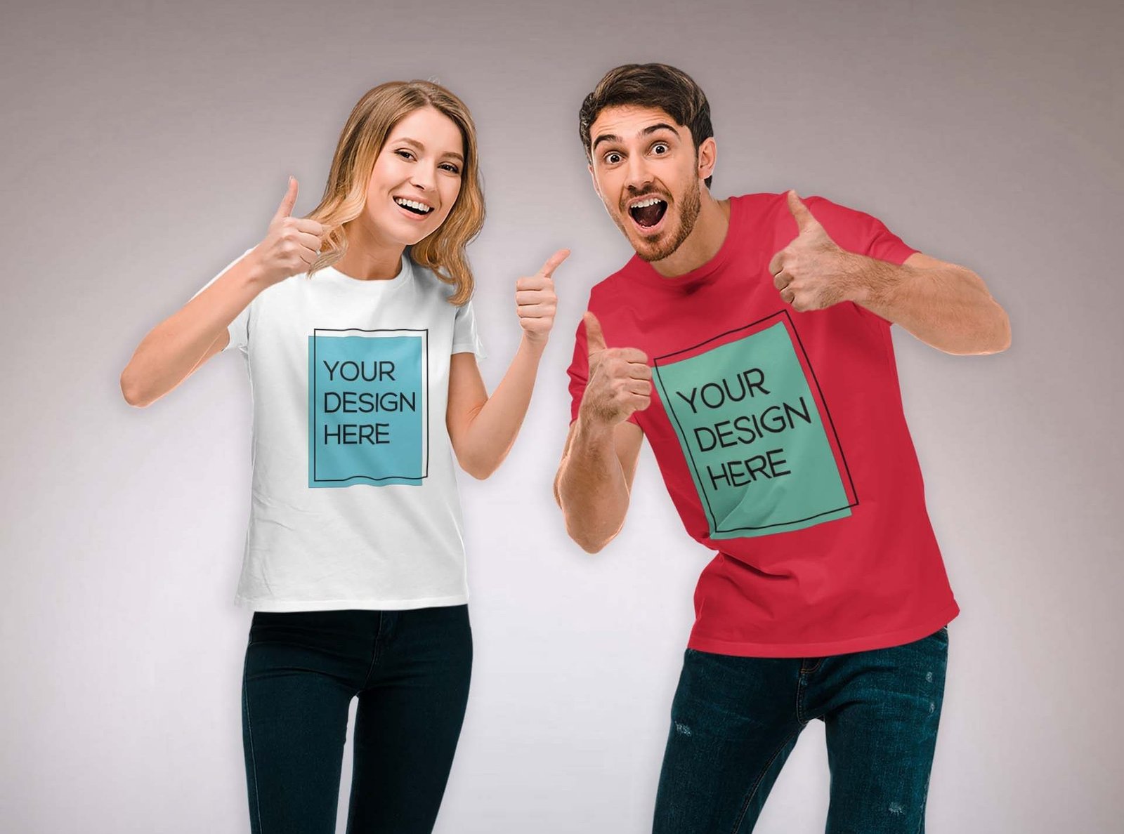 Male and female are happy to wear custom designed t-shirts